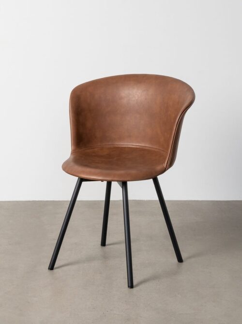 Chaise Marron Métal-Similicuir Ixia 53 cm