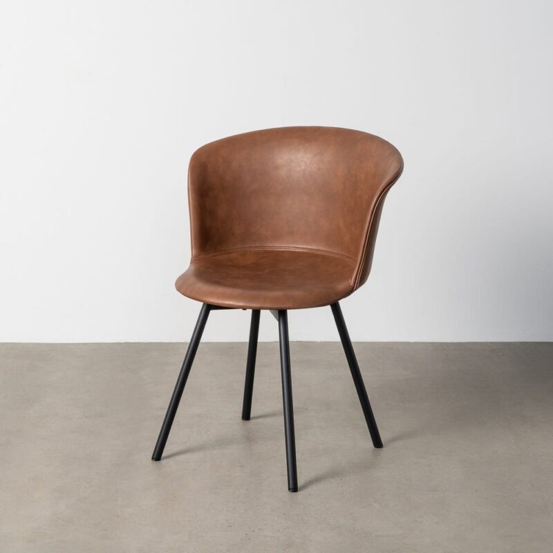 Chaise Marron Métal-Similicuir Ixia 53 cm