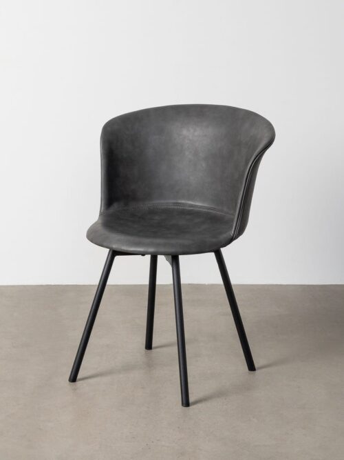 Chaise Noir Métal-Similicuir Ixia 53 cm