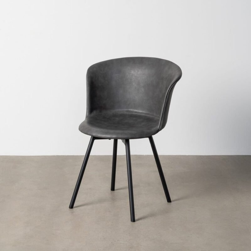 Lot de 2 : Chaise Noir Métal-Similicuir Ixia 53 cm