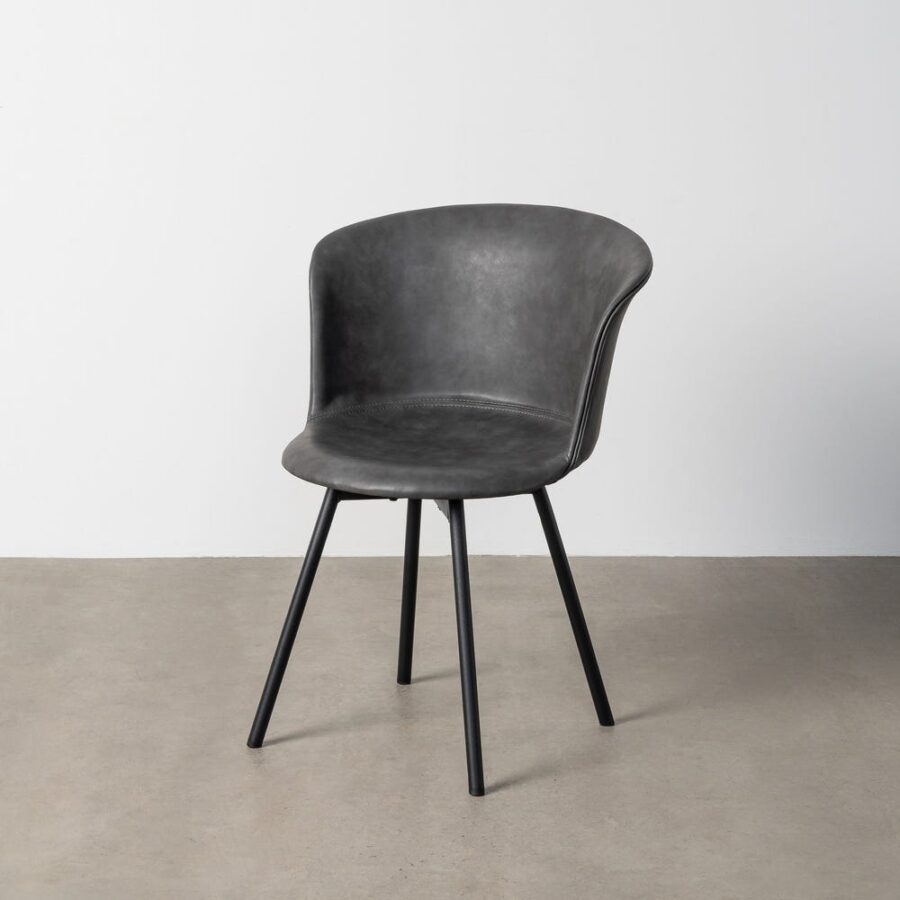 Chaise Noir Métal-Similicuir Ixia 53 cm