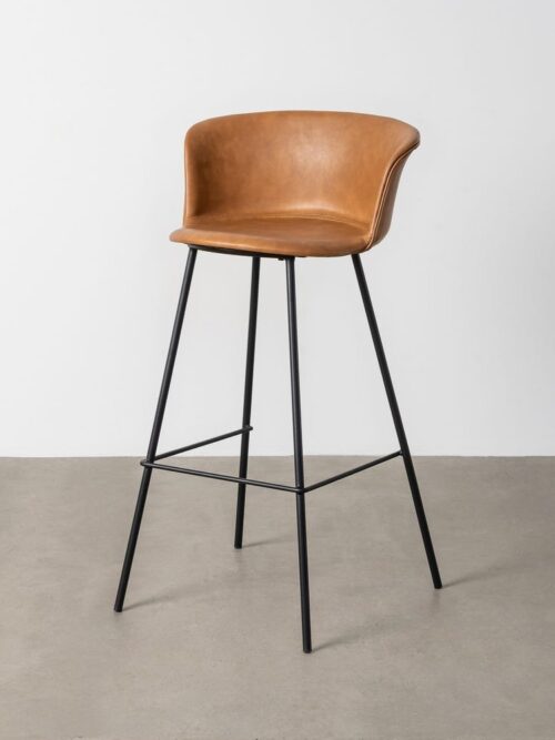 Tabouret Camel Métal-Simili Cuir Ixia 44 cm