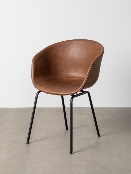 Chaise Marron Métal-Similicuir Ixia 59 cm