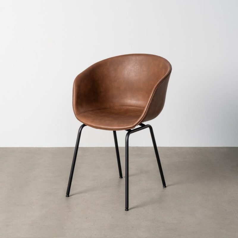 Lot de 2 : Chaise Marron Métal-Similicuir Ixia 59 cm