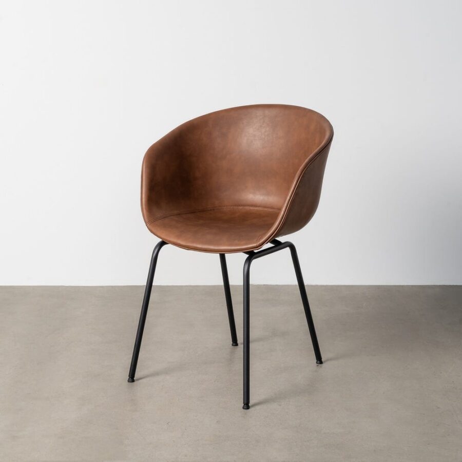 Chaise Marron Métal-Similicuir Ixia 59 cm