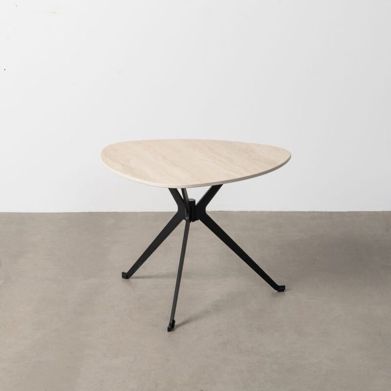 Table basse triangulaire en pierre frittée effet travertin, 60 cm – Ixia