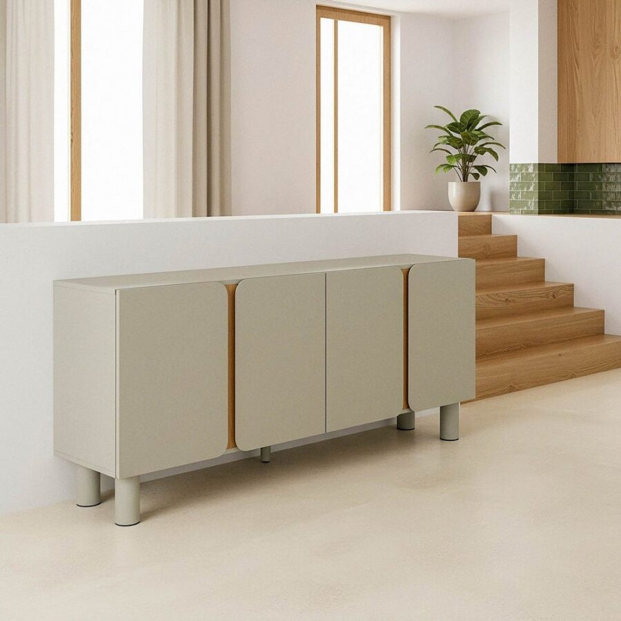 Buffet Bas Gris Taupe 4 Portes Malta Ixia 180cm