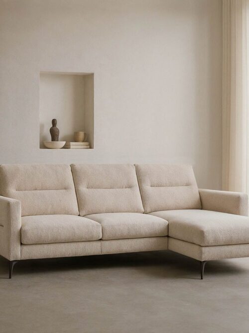 Chaise Longue Canapé Crème Étoffe Ixia