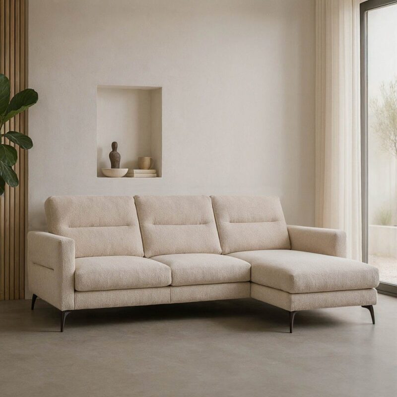 Chaise Longue Canapé Crème Étoffe Ixia