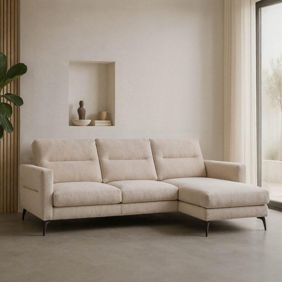 Chaise Longue Canapé Crème Étoffe Ixia