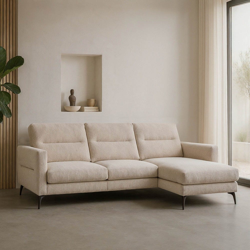 Chaise Longue Canapé Crème Étoffe Ixia