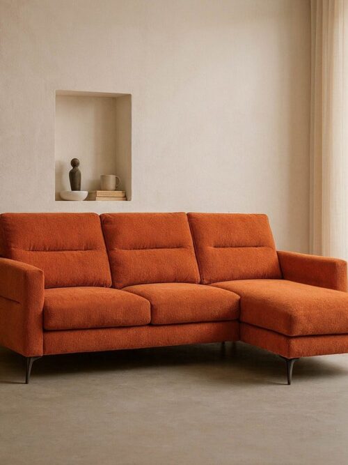 Chaise Longue Canapé Terracotta Étoffe Ixia