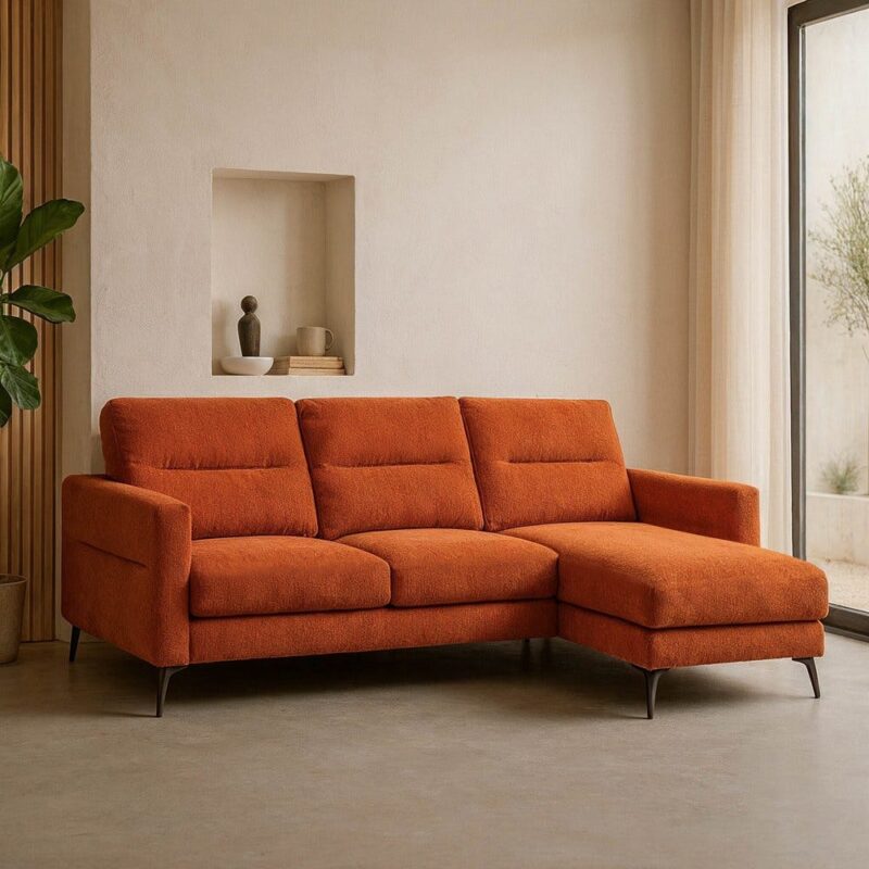 Chaise Longue Canapé Terracotta Étoffe Ixia