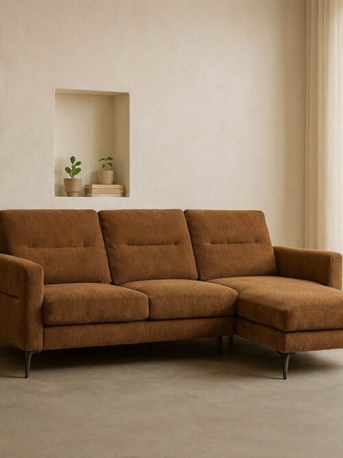 Chaise Longue Canapé Marron Étoffe 238 X 160 X 87,50 C Ixia