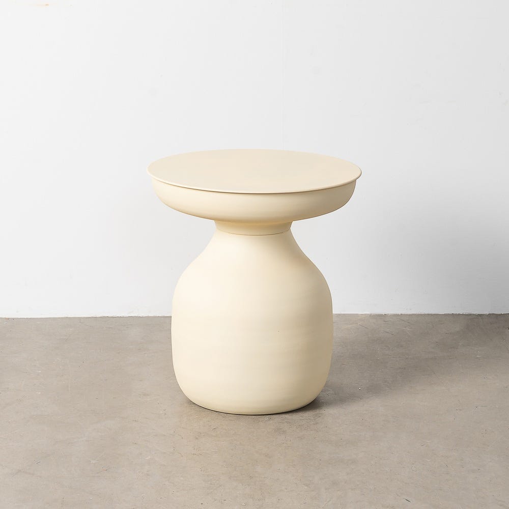 Petit Table Blanc Cassé Acier Ixia 46 cm