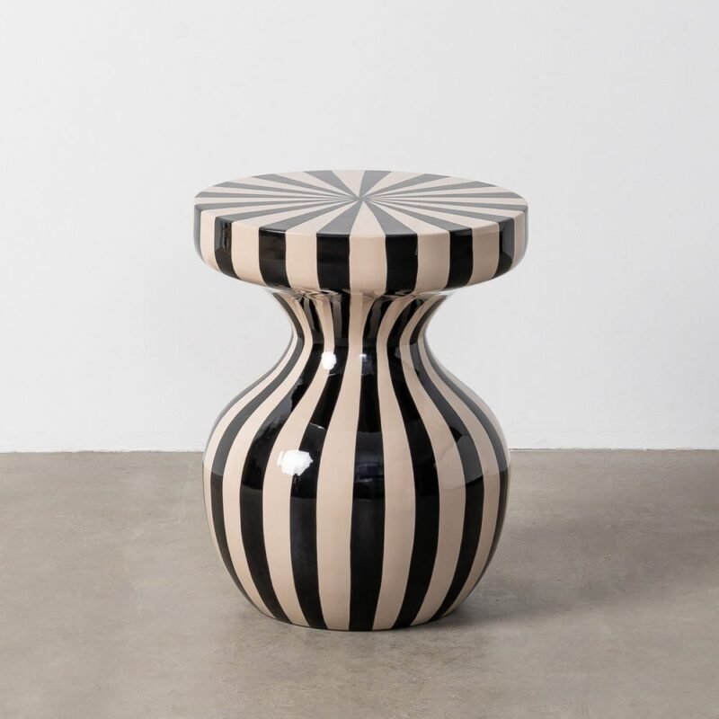 Table d'Appoint à Rayures Blanc-noire Ixia 38cm