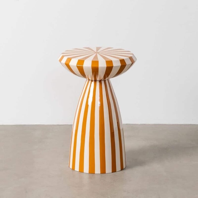Table d'Appoint à Rayures Moutarde Ixia 33cm