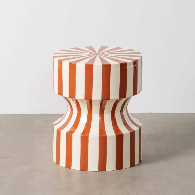 Table d'Appoint à Rayures Terracotta Ixia 38cm