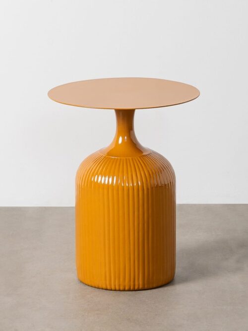 Table d'Appoint Moutarde Cannelées Ixia 38cm
