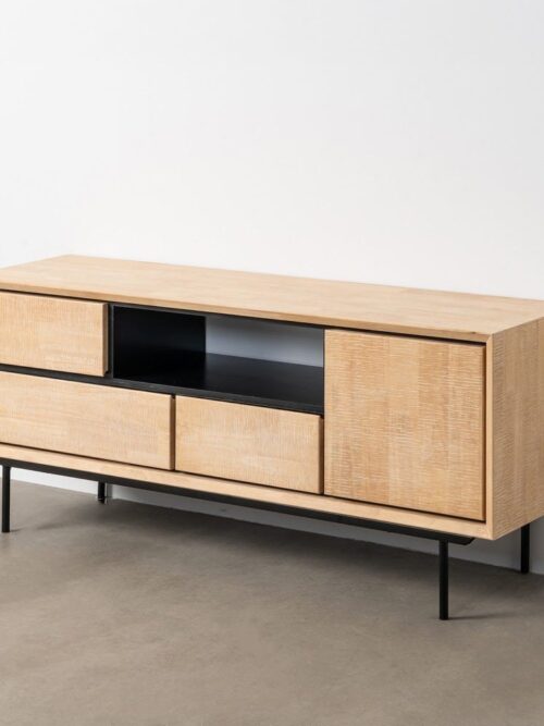 Meuble TV Naturel-noir Push-Pull Ixia 148cm