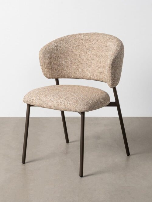 Chaise Marbré Beige-Brun Tissu-Métal Ixia