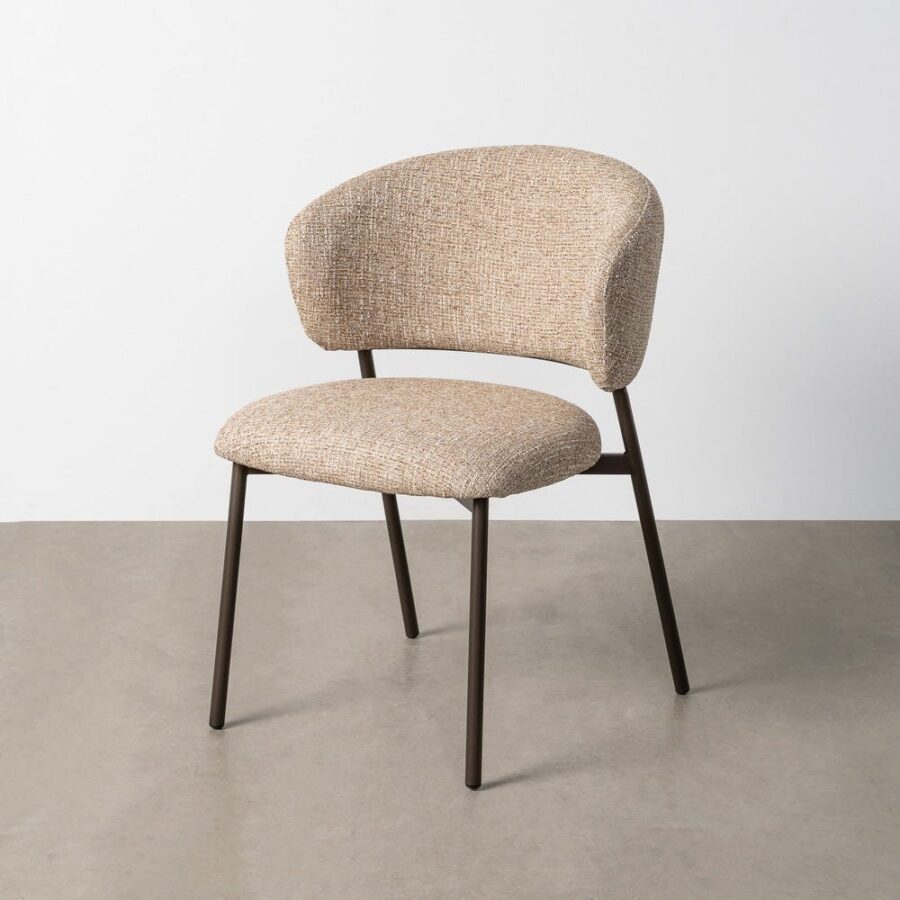 Chaise Marbré Beige-Brun Tissu-Métal Ixia