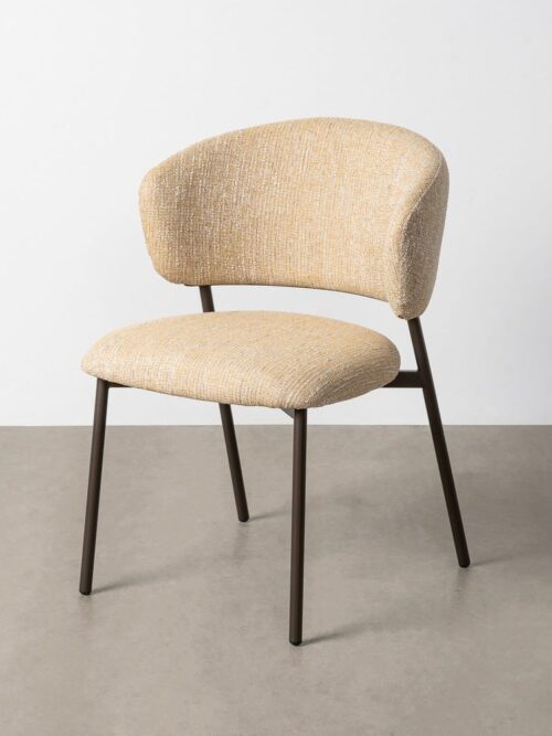 Chaise Marbré Moutarde Tissu-Métal Ixia