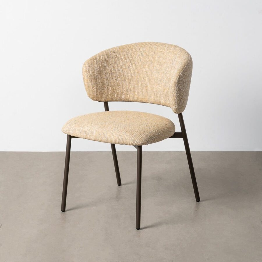 Chaise Marbré Moutarde Tissu-Métal Ixia