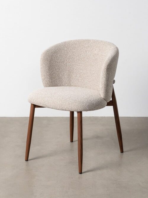 Chaise Marbré Beige Tissu-Métal Ixia