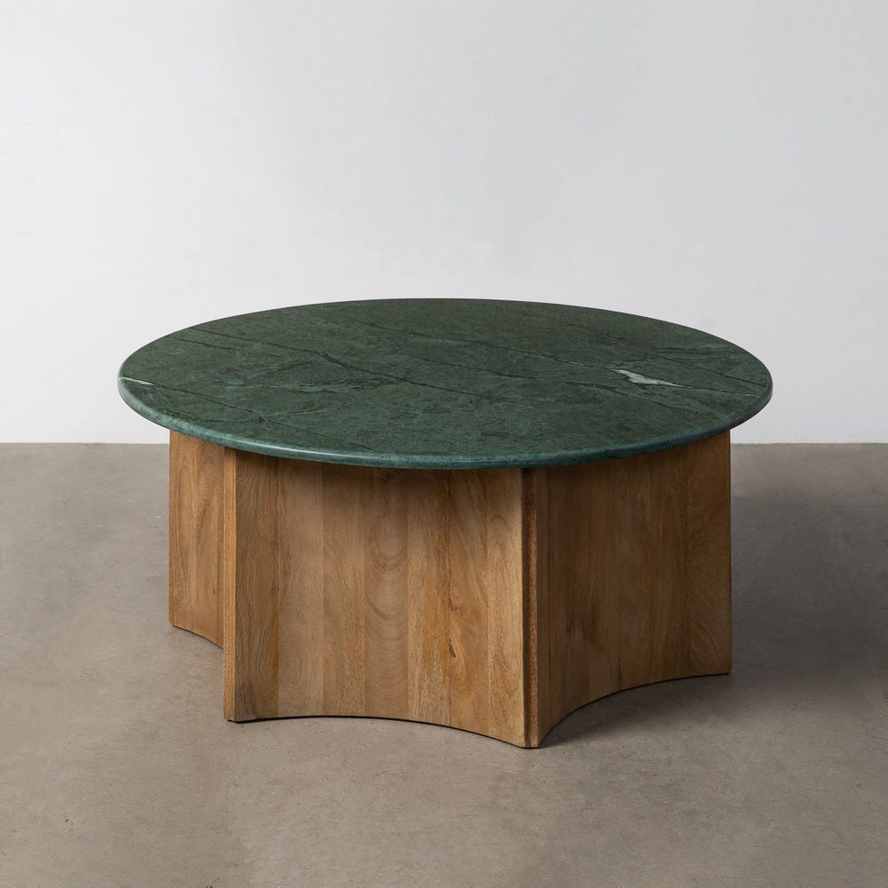Table Basse Naturel-Vert Bois-Marbre Ixia
