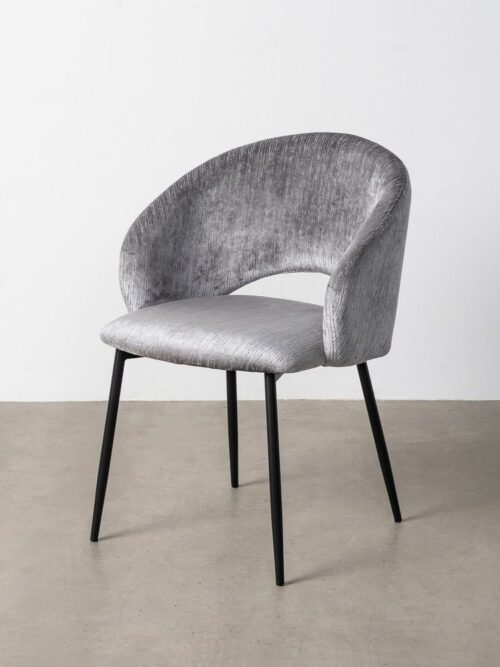 Chaise Gris Tissu-Métal Ixia 58 cm