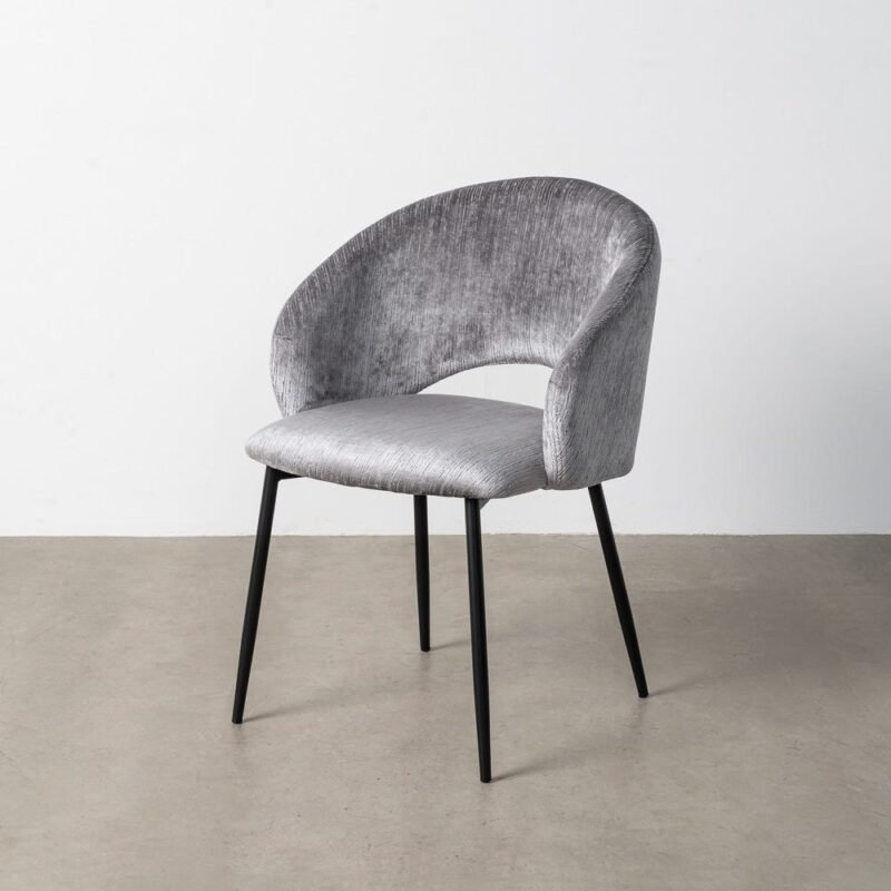 Lot de 2 : Chaise Gris Tissu-Métal Ixia 58 cm