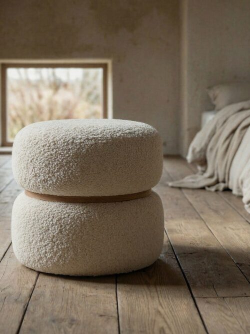 Pouf Crème Tissu Ixia