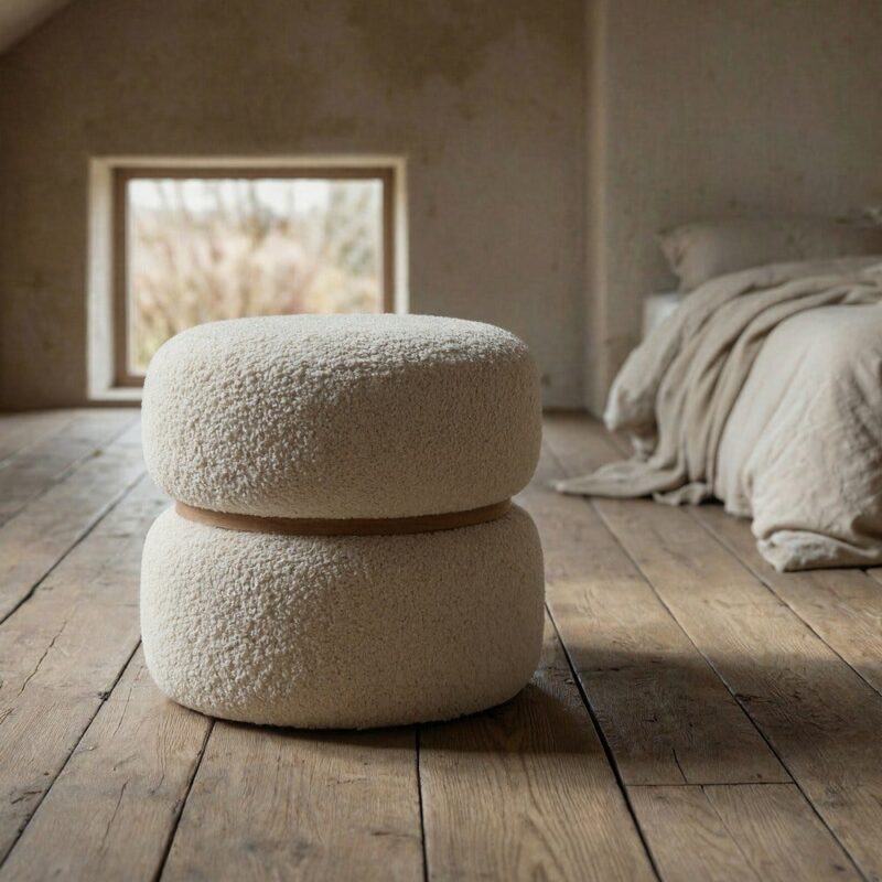 Pouf Crème Tissu Ixia