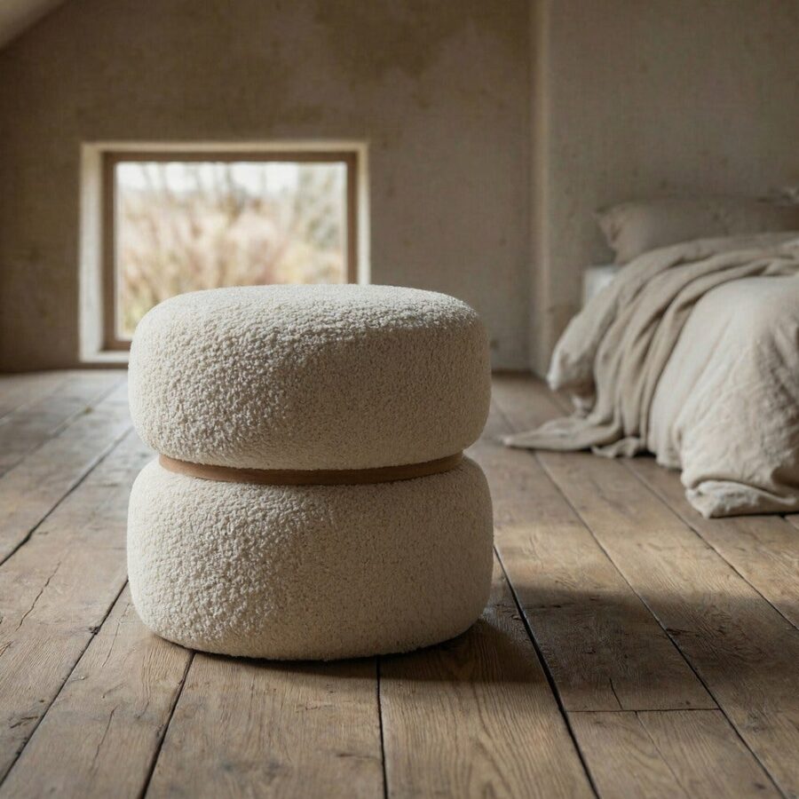Pouf Crème Tissu Ixia
