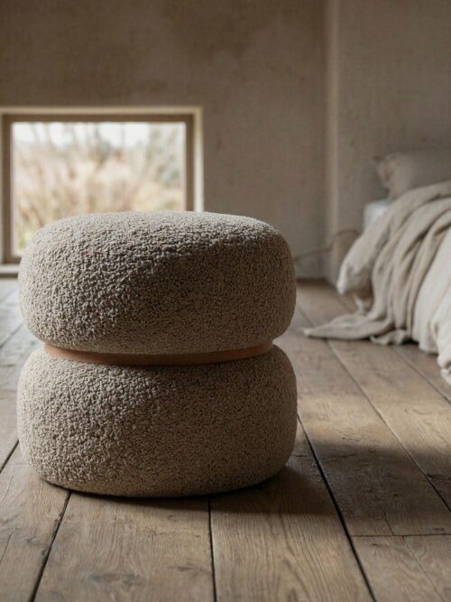 Pouf Taupe Tissu Ixia