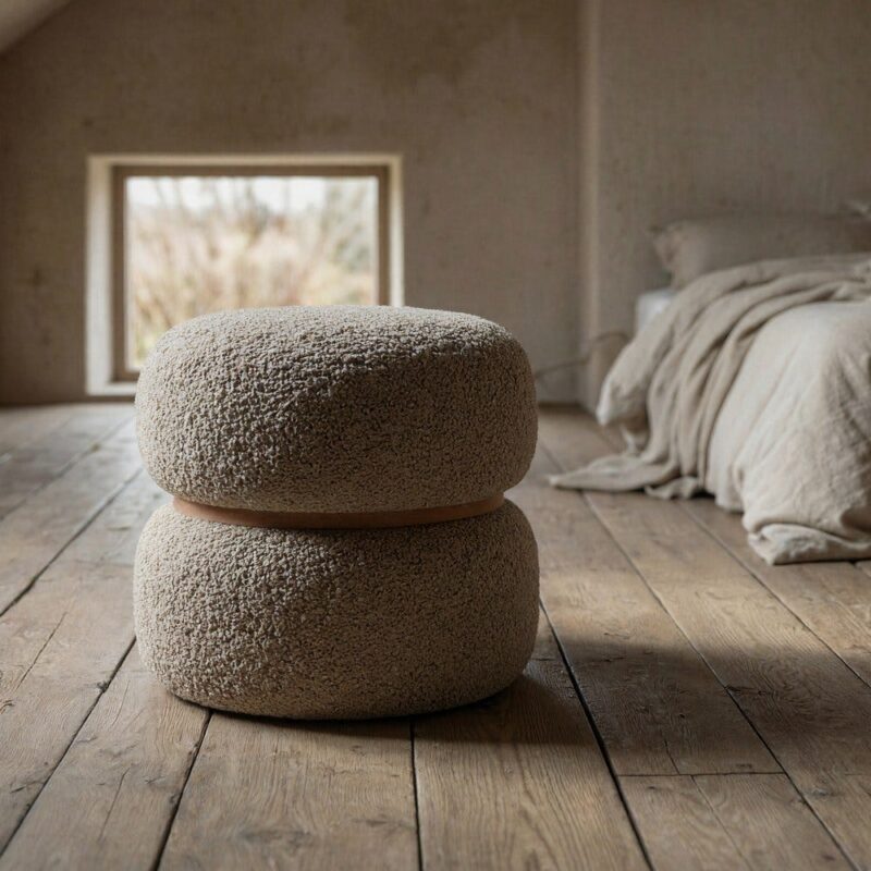 Pouf Taupe Tissu Ixia
