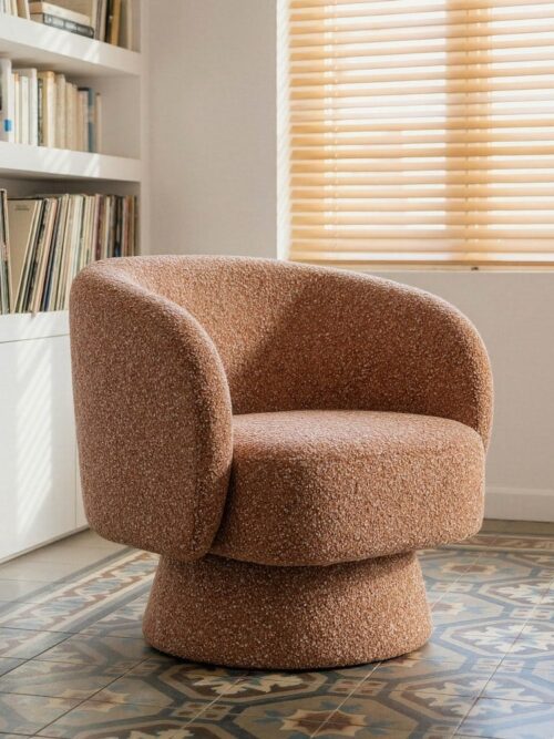 Fauteuil Pivotant Saumon Étoffe Ixia