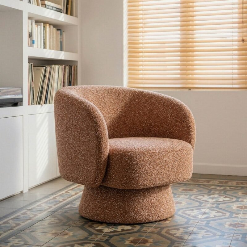Fauteuil Pivotant Saumon Étoffe Ixia