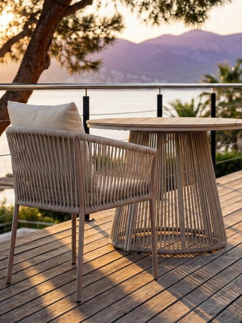 Chaise Acier-Rotin Pe Extérieur Ixia 57 cm