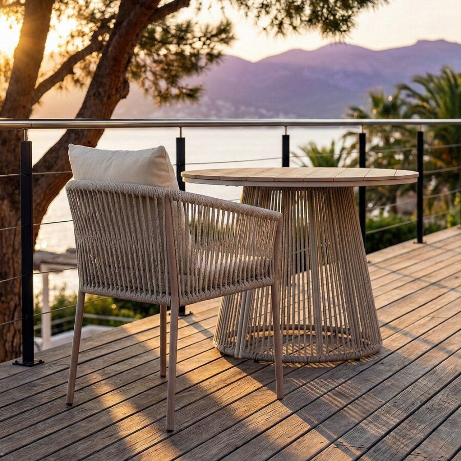 Chaise Acier-Rotin Pe Extérieur Ixia 57 cm