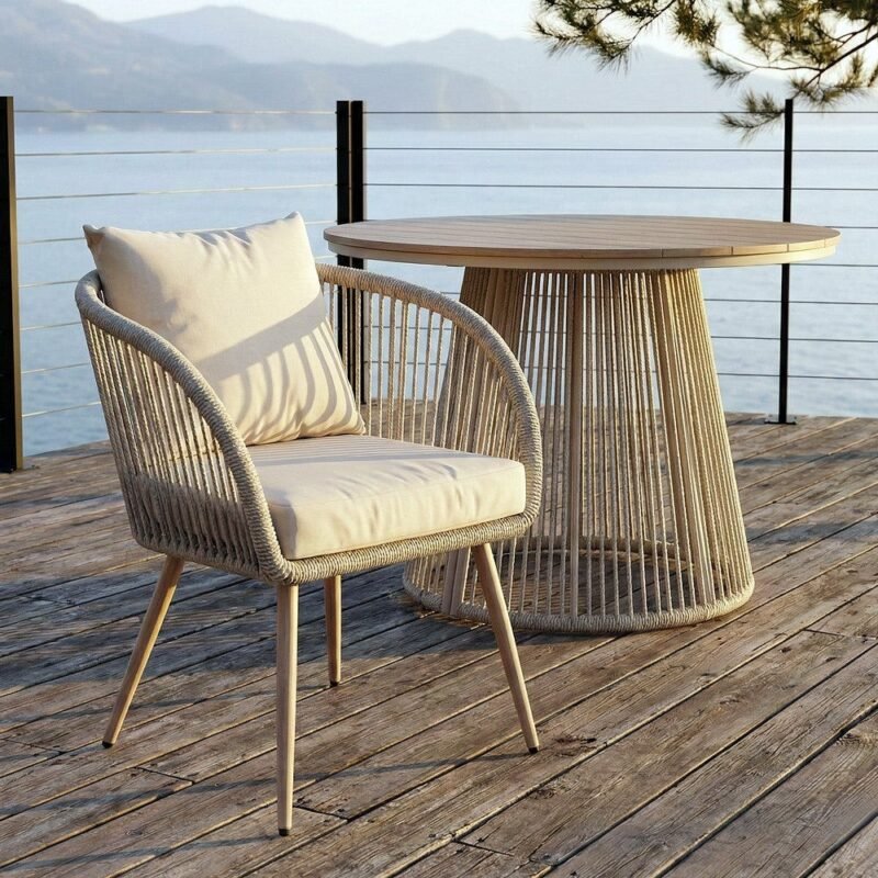 Lot de 4 : Chaise Acier-Rotin Pe Extérieur Ixia 66 cm