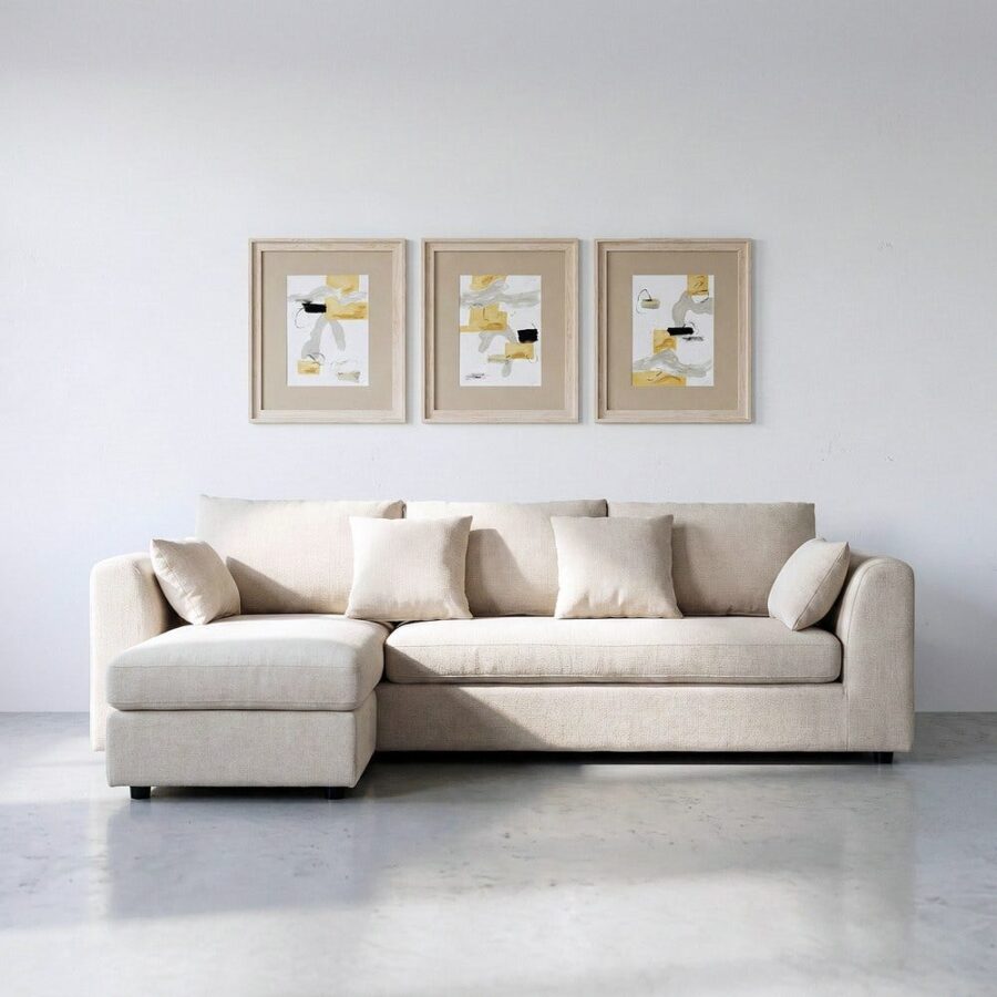Chaise Longue Canapé Gauche/Droite Crème Ixia