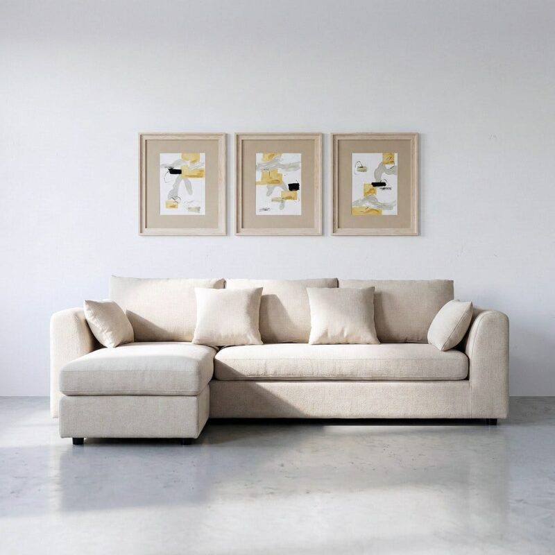 Chaise Longue Canapé Gauche/Droite Crème Ixia