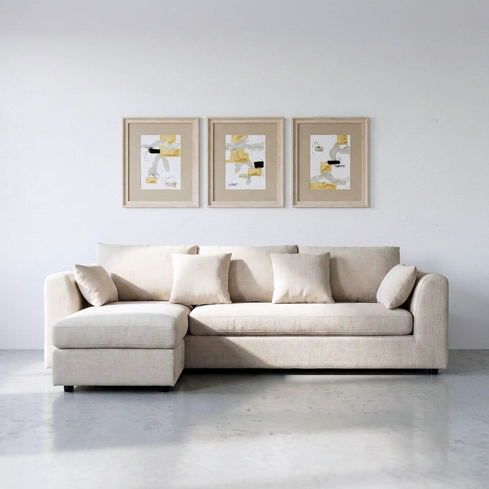Chaise Longue Canapé Gauche/Droite Crème Ixia