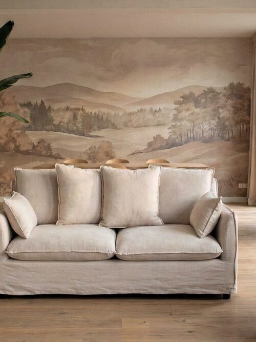 Canapé 2 Places Beige Tissu Ixia