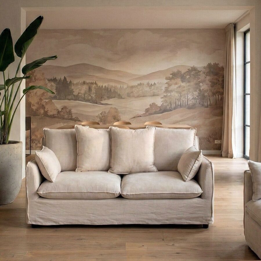 Canapé 2 Places Beige Tissu Ixia
