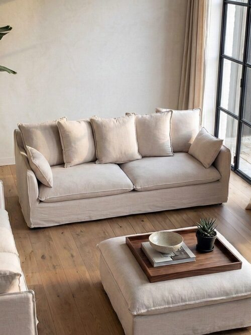 Canapé 3 Places Beige Tissu Ixia
