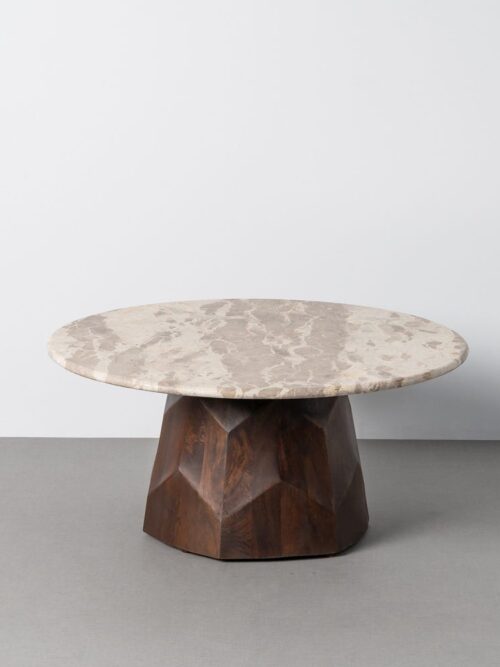 Table Basse Manguier Marbre Brutaliste Ixia 90cm