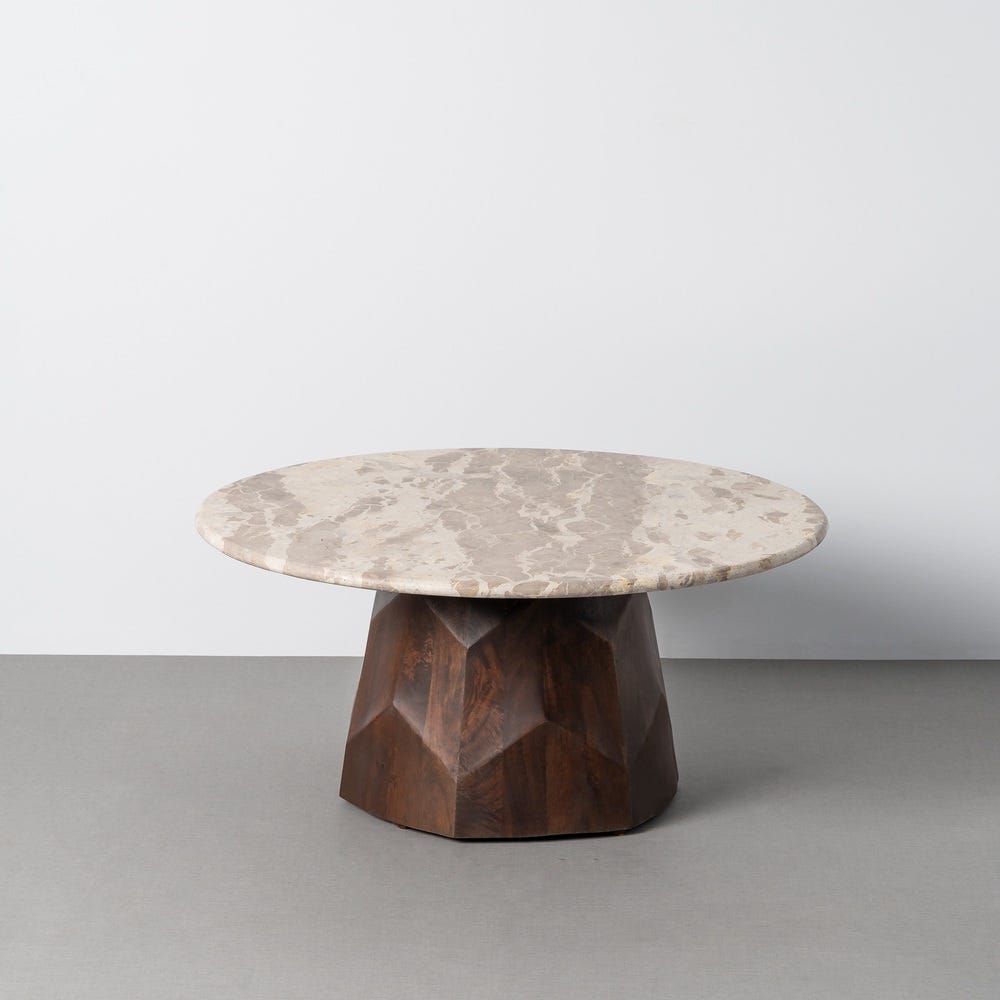 Table Basse Bois-Marbre Ixia 90 cm